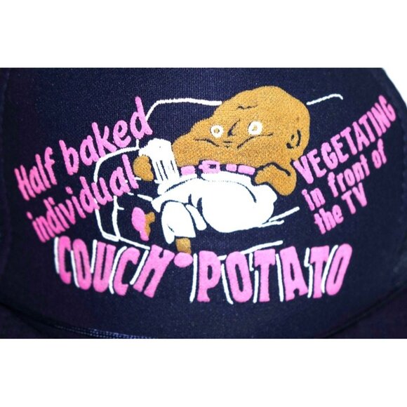 Vintage Trucker Hat Snapback Couch Potato Half Baked Gift for Him - Picture 2 of 7